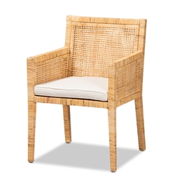 Baxton Studio Karis Modern and Contemporary Natural Finished Wood and Rattan Armchair